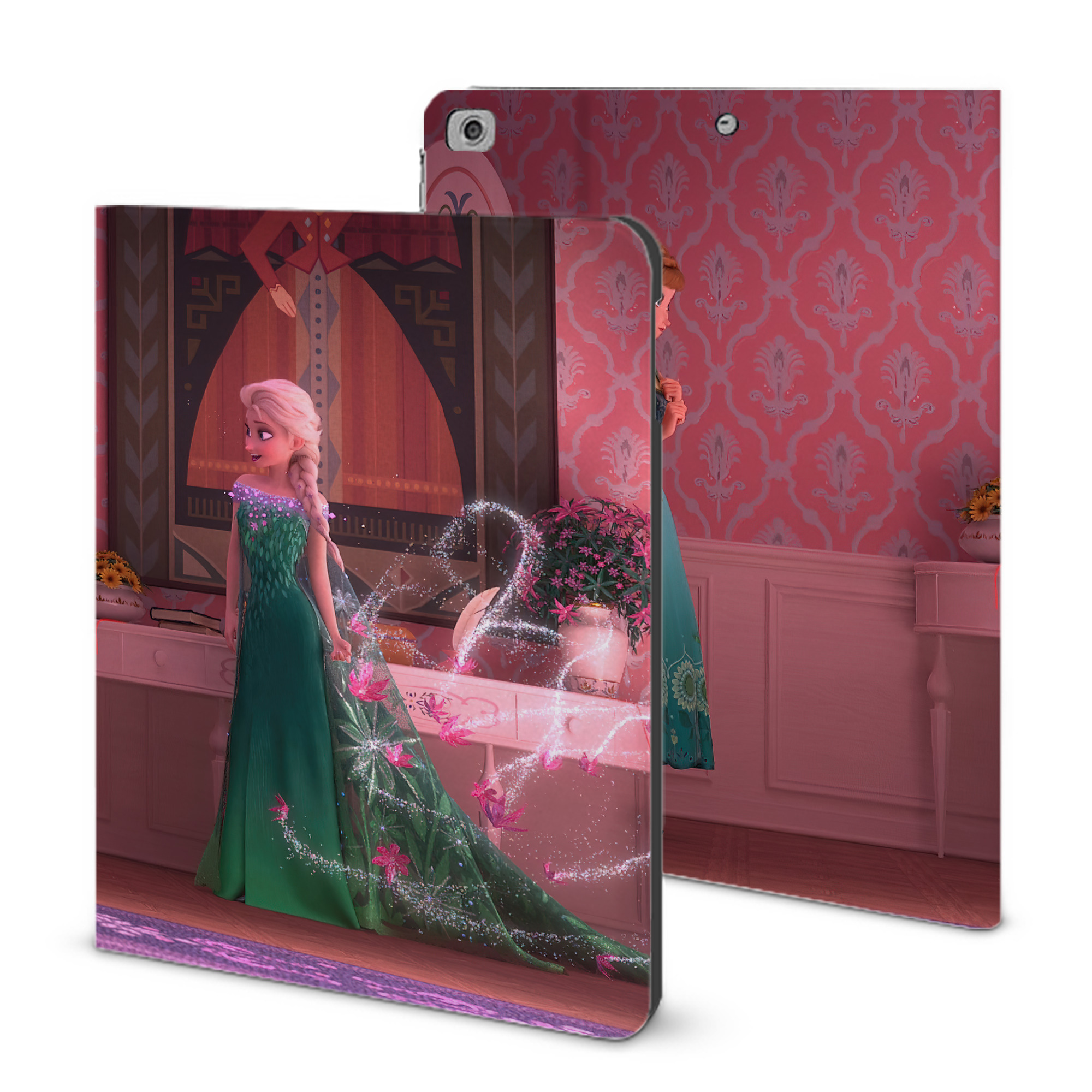 （画像用） アナと雪の女王 アンナ エルサ Frozen Anna Elsa IPad ケース ブック型 PUレザー TPU 耐衝撃 軽量 薄型 ペン収納なし 全面保護 IPad 各モデル対応
